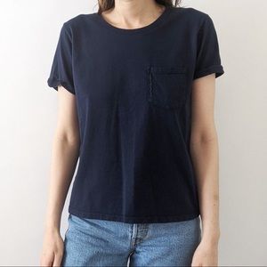 Everlane Cotton Box-Cut Pocket Tee Navy